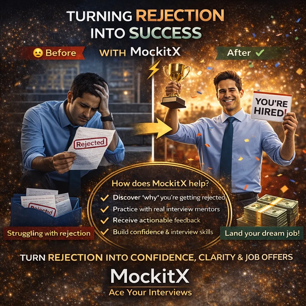 MockitX — The Customized Mock Interview Online Platform MockitX Interview Practice Poster - Real HR & Technical Mentors